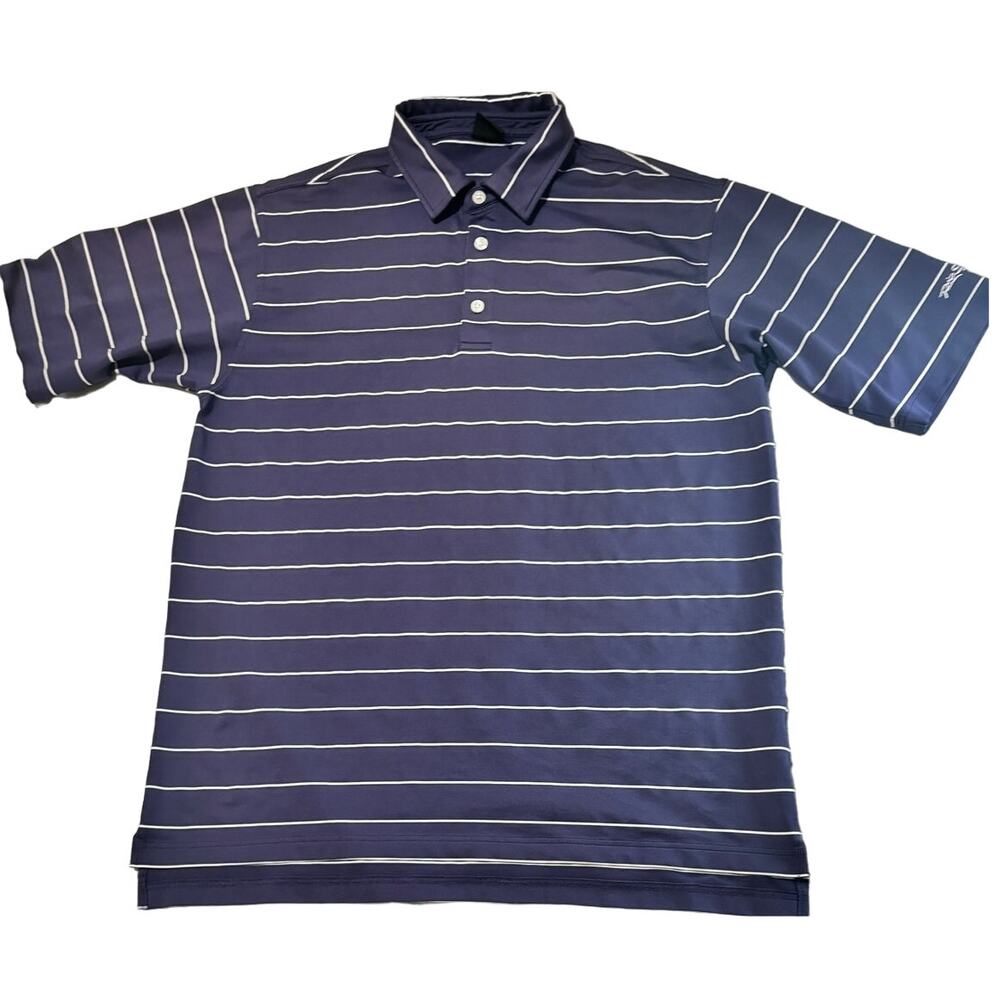 Dunning Golf Polo Shirt Blue Striped Men's Size L Short Sleeve Heavy Weight
